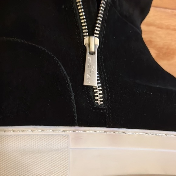 J Slides Antonia Black Suede faux Fur Boots Sz 10 - Picture 11 of 15